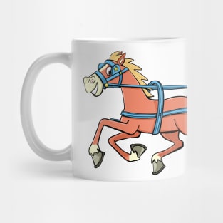 trotting horse pulls a sports carriage with a driver Mug